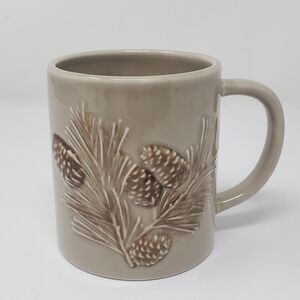 St. Nicholas Square Winter Cabin Coffee Mug Pine Cone Branch Christmas Oversized